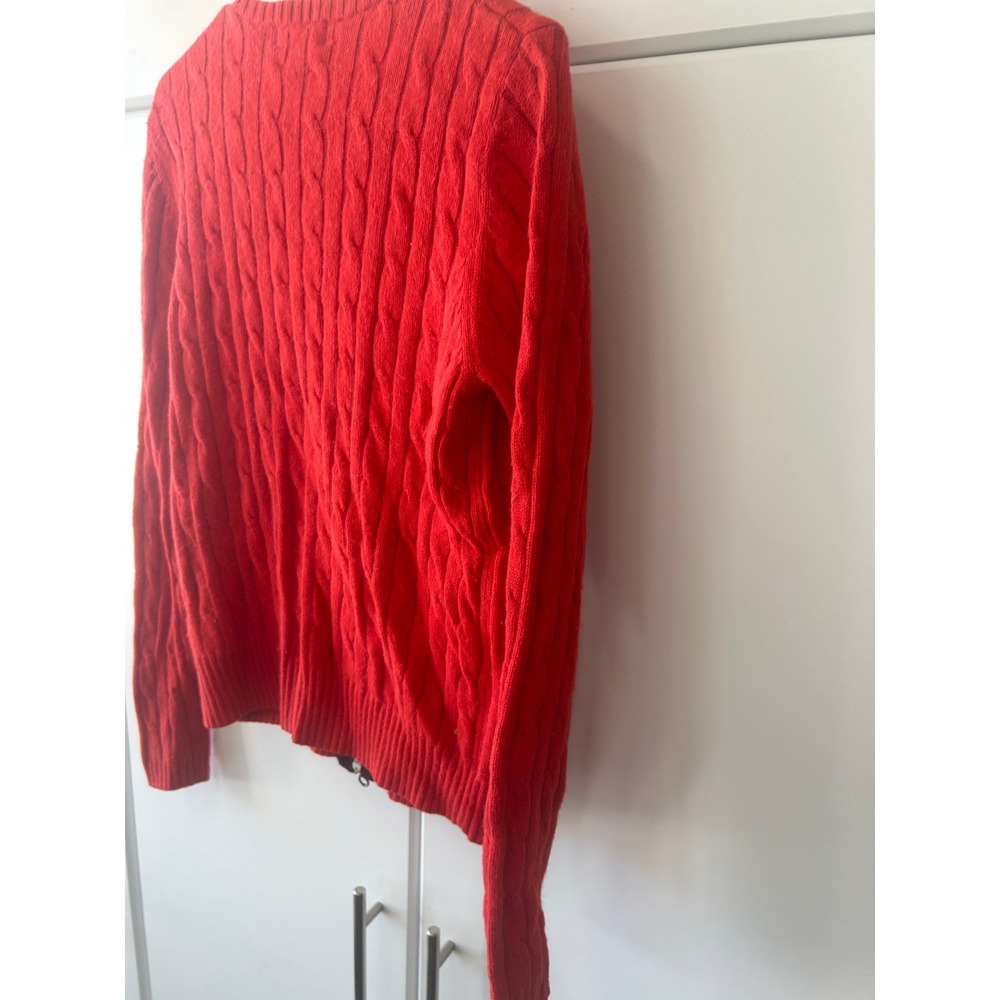 Eddie Bauer Red Cable Knit Full Zip Angora Blend Cardigan Sweater Womens Medium - Picture 13 of 15